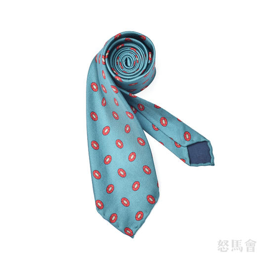 绿松石蓝色波点蚕丝手工领带 商品图1