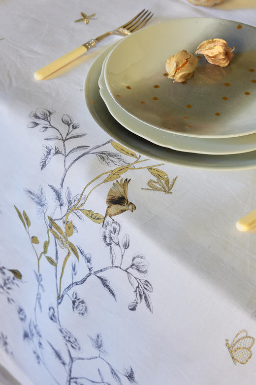 AT邸尔铂·法国进口奢华家纺MÉSANGES雀之灵系列桌品艺术桌布 商品图4