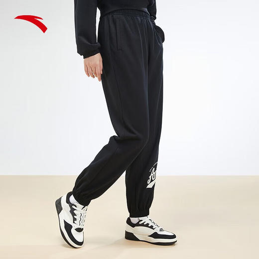 安踏动型弹力针织运动长裤女款秋季新款休闲卫裤束脚裤子162338329 基础黑-1 M/女165 商品图2