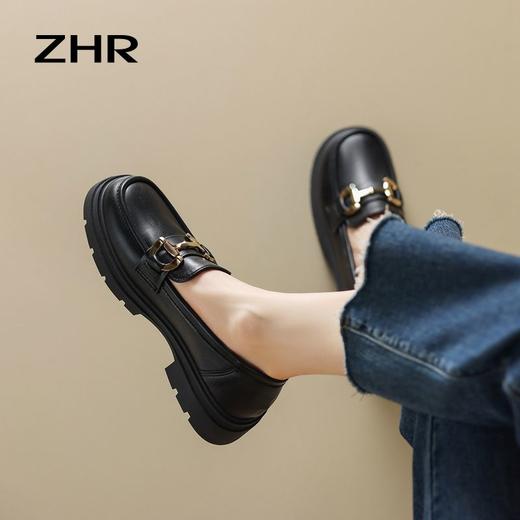 ZHR英伦风小皮鞋女夏季厚底乐福鞋2023新款黑色小皮鞋子女鞋 商品图5
