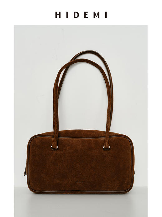 HIDEMI 麂皮波士顿两用包 可手提可腋下肩背 棕色/黑色/深咖色 商品图2