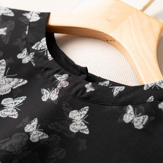 2023夏季新款雪纺衫五分袖衬衫女大码T恤圆领小衫5019 商品图3