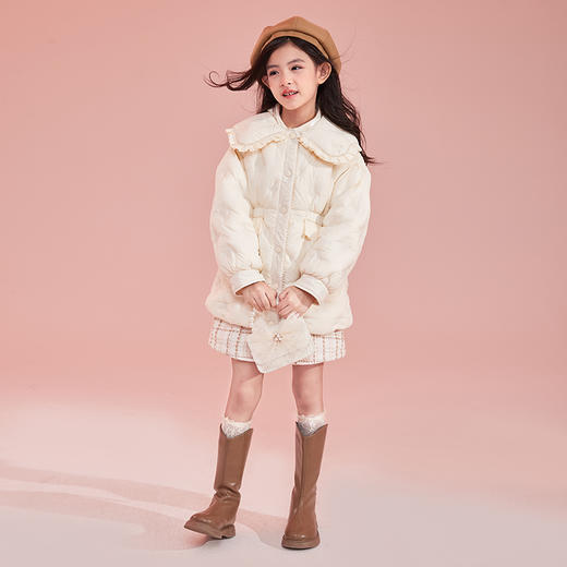 笛莎女童羽绒服2023冬季新款优雅花瓣翻领轻薄羽绒服  商品图2