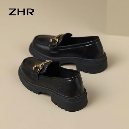 ZHR英伦风小皮鞋女夏季厚底乐福鞋2023新款黑色小皮鞋子女鞋 商品图9
