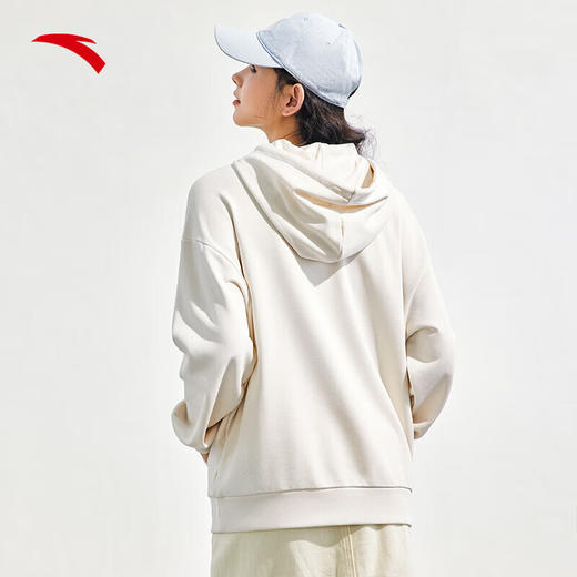 安踏运动风抽绳连帽卫衣女2023秋季针织长袖套头衫上衣162338708 商品图3