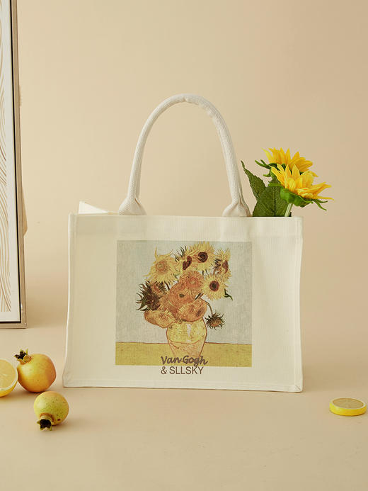 熙世界&梵高联名文艺向日葵帆布袋大容量通勤时尚单肩购物手提袋 商品图4