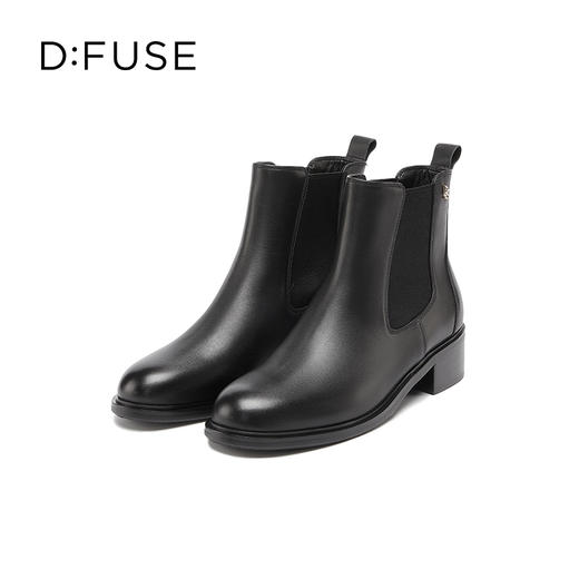 Dfuse迪芙斯冬季新款短靴女圆头经典斑马纹切尔西短靴DF34116110 商品图6