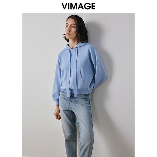 VIMAGE纬漫纪秋季新款时尚休闲宽松显瘦连帽套头卫衣女上衣V2001608 商品图2