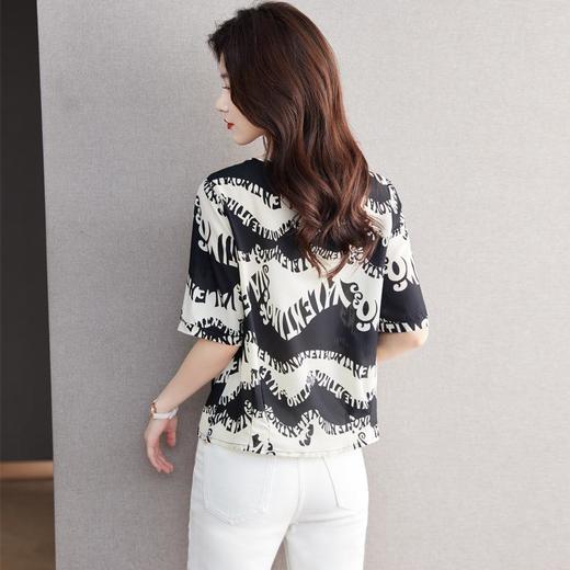 2023夏季新款雪纺衫短袖衬衫女大码T恤圆领小衫洋气5011 商品图1