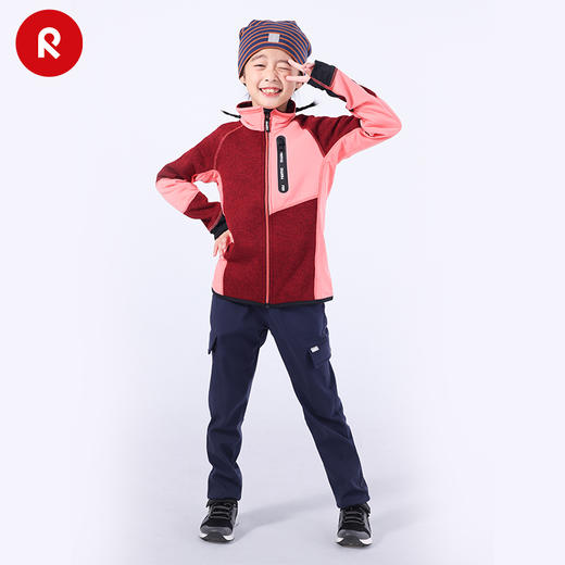 reima男女儿童软壳裤大童早秋新款拒水抓绒宽松运动束脚长裤 商品图1