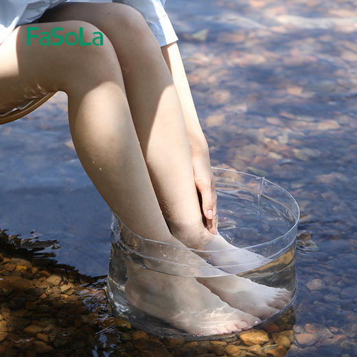 FaSoLa可折叠水桶户外旅行便携式大容量储水桶水盆透明洗衣盆大号 商品图10