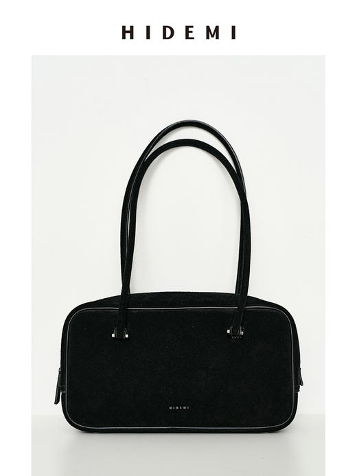 HIDEMI 麂皮波士顿两用包 可手提可腋下肩背 棕色/黑色/深咖色 商品图0