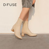 Dfuse迪芙斯冬季新款短靴女网红瘦瘦靴方头粗跟英伦女靴子女鞋DF34116704 商品缩略图3