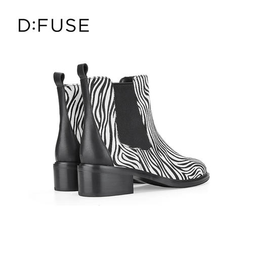 Dfuse迪芙斯冬季新款短靴女圆头经典斑马纹切尔西短靴DF34116110 商品图8