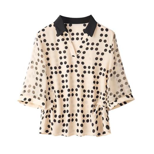 2023夏季新款雪纺衫七分袖衬衫女大码T恤V领小衫5002 商品图4