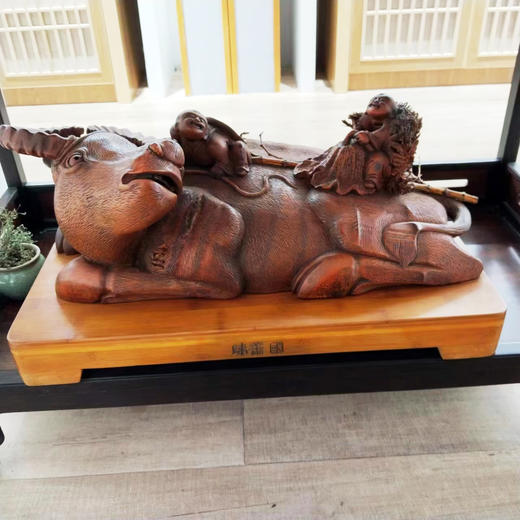 牧牛图°竹根雕摆件 商品图0