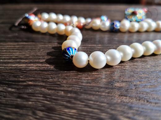 菊斋良品精致好物三十六子压襟白珍珠景泰蓝 商品图0