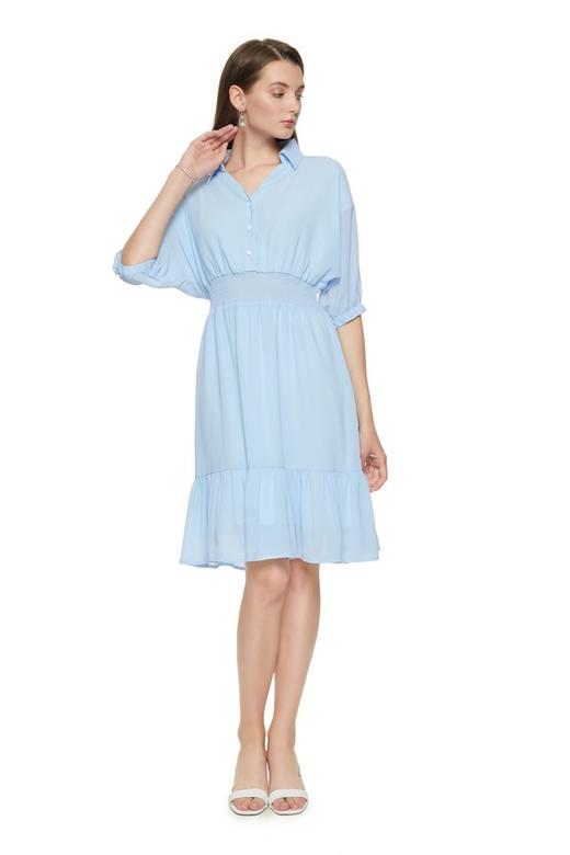 SUMMER & SAGE 浅蓝色V领收腰连衣裙 7330 商品图0