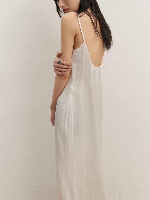 HOSIKARI｜HO23AW17 肌理醋酸拼接吊带连衣裙 [ 黑 / 白 ] 无弹 商品图11