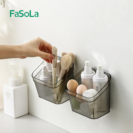 FaSoLa葱姜蒜厨房置物架调料用品挂篮卫生间墙上免打孔壁挂收纳筐 商品图5