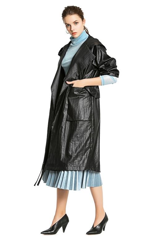 AVA 黑色连帽风衣外套 3890 商品图1