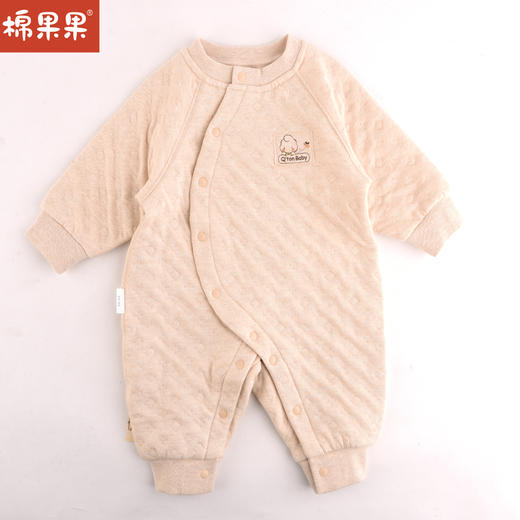 棉果果秋冬新疆彩棉空气层偏襟连体衣哈衣爬服M401720622118 商品图0