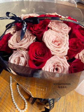 【一生的守候】21只卡布奇诺玫瑰➕红玫瑰精品包装花束