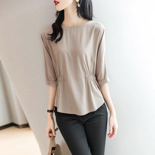 2023夏季新款雪纺衫七分袖衬衫女宽松大码衬衣T恤女1198 商品图1