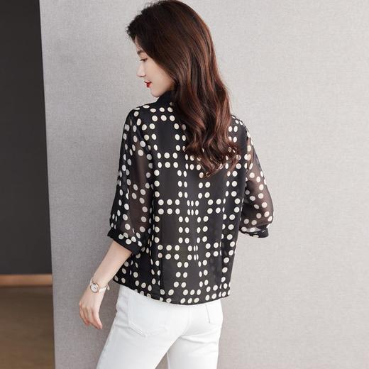 2023夏季新款雪纺衫七分袖衬衫女大码T恤V领小衫5002 商品图2