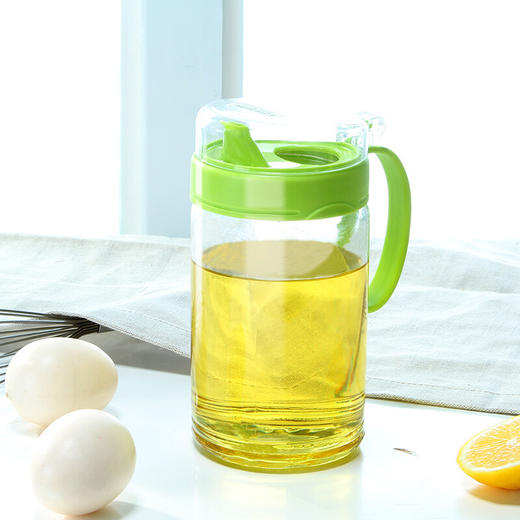 茶花玻璃油壶防漏酱油瓶醋瓶厨房用品 530ML绿色1个 商品图2