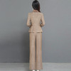 DD-时尚格纹两件套秋季新款职业女装长袖上衣直筒长裤优雅气质套装 商品缩略图2
