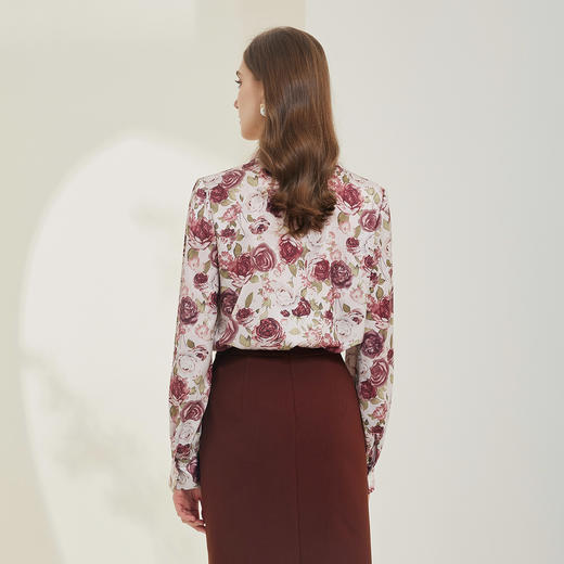 NG253斯尔丽瑟俪2023秋季新款印花法式飘带领百搭衬衣 商品图1