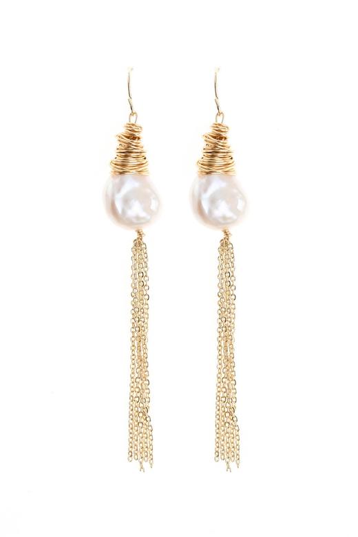 OUDAL奥黛儿 异形绕线珍珠流苏耳环 3536 商品图2