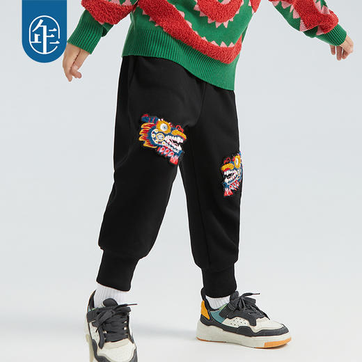 【专属】年衣男童裤子秋冬新款女童休闲卫裤运动裤儿童灯笼裤潮加绒精神小龙卫裤 商品图3