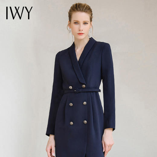 IWY/秋冬新款高端藏青色西装连衣裙女主持人正装工作服西装裙OL 233046Q1 商品图3