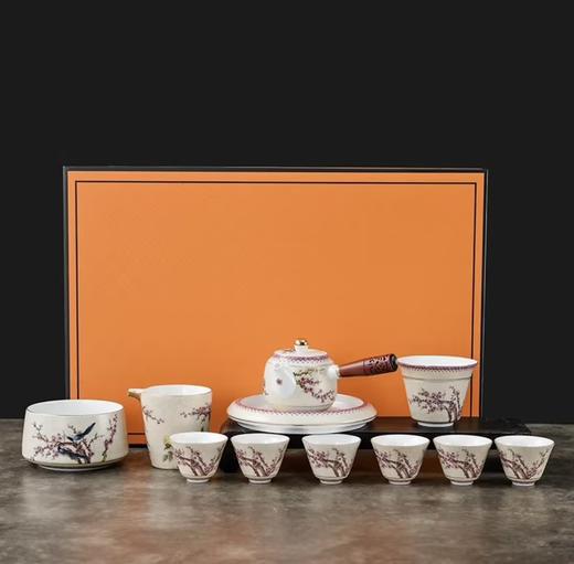 成艺陶瓷掐丝牡丹珐琅彩盖碗侧把壶功夫茶具套装家用办公送礼高档 商品图7