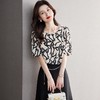 2023夏季新款雪纺衫短袖洋气衬衫女大码T恤圆领小衫5005 商品缩略图0