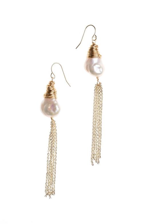 OUDAL奥黛儿 异形绕线珍珠流苏耳环 3536 商品图3