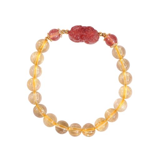 灵机吉品 金发晶手链 女草莓晶貔貅手串  商品图7