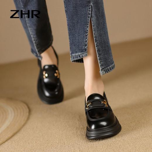 ZHR方形饰扣厚底鞋2023秋季新款ins百搭韩版学院风小皮鞋高颜值 商品图0