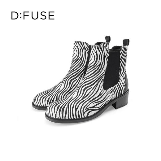 Dfuse迪芙斯冬季新款短靴女圆头经典斑马纹切尔西短靴DF34116110 商品图9
