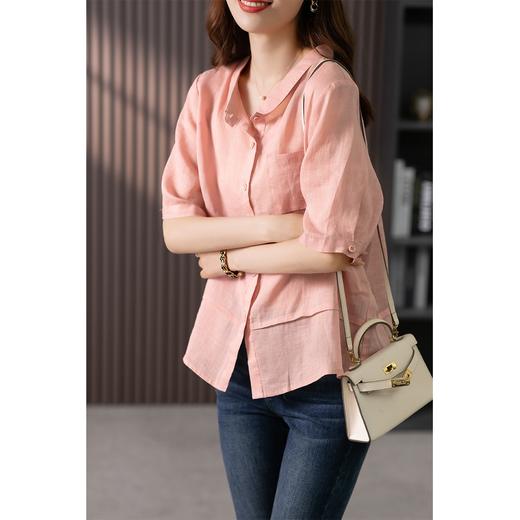 【现货7天】苎麻衬衫女文艺复古上衣2023夏季新款韩版宽松休闲百搭衬衣薄 商品图2