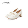 Dfuse迪芙斯秋季新款方头双色链条通勤粗跟乐福鞋DF33112119 商品缩略图2