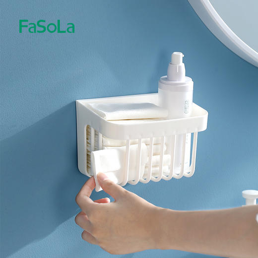 FaSoLa卫生间肥皂沥水收纳盒免打孔壁挂收纳篮家用水槽海绵沥水架 商品图7