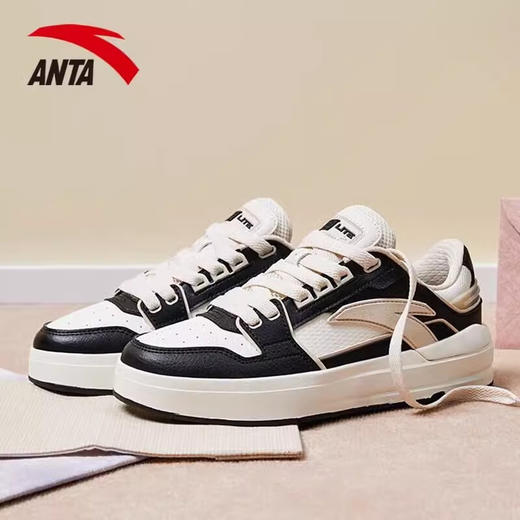 安踏（ANTA）关晓彤同款街顽Lite丨板鞋女2023夏季新款女子运动鞋122338071 -2黑/象牙白/泥沙灰 35.5 商品图1