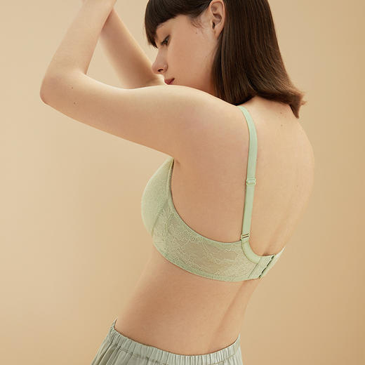无钢圈女士内衣 | 金三塔女真丝蕾丝大胸薄杯文胸/女士内衣 bra  2色入 商品图8