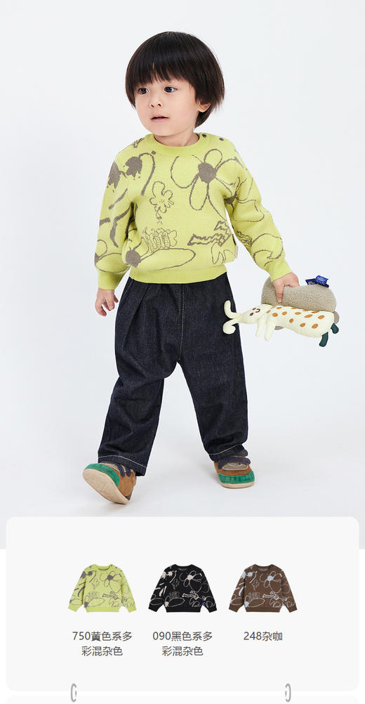 jnby  23年秋款  柔软提花长袖套头毛衫 YN9311390 商品图0