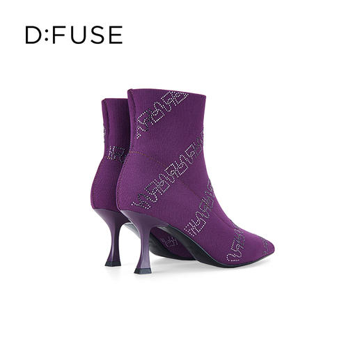 Dfuse迪芙斯秋冬款尖头烫钻细高跟个性袜靴短靴DF34116078 商品图3