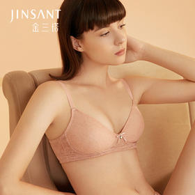 无钢圈女士内衣 | 金三塔女真丝蕾丝大胸薄杯文胸/女士内衣 bra  2色入