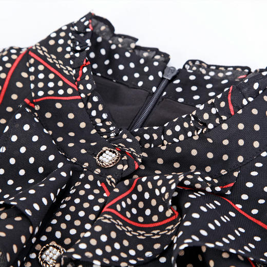 QE82C斯尔丽瑟俪2023秋季新款波点荷叶边收腰连衣裙 商品图4